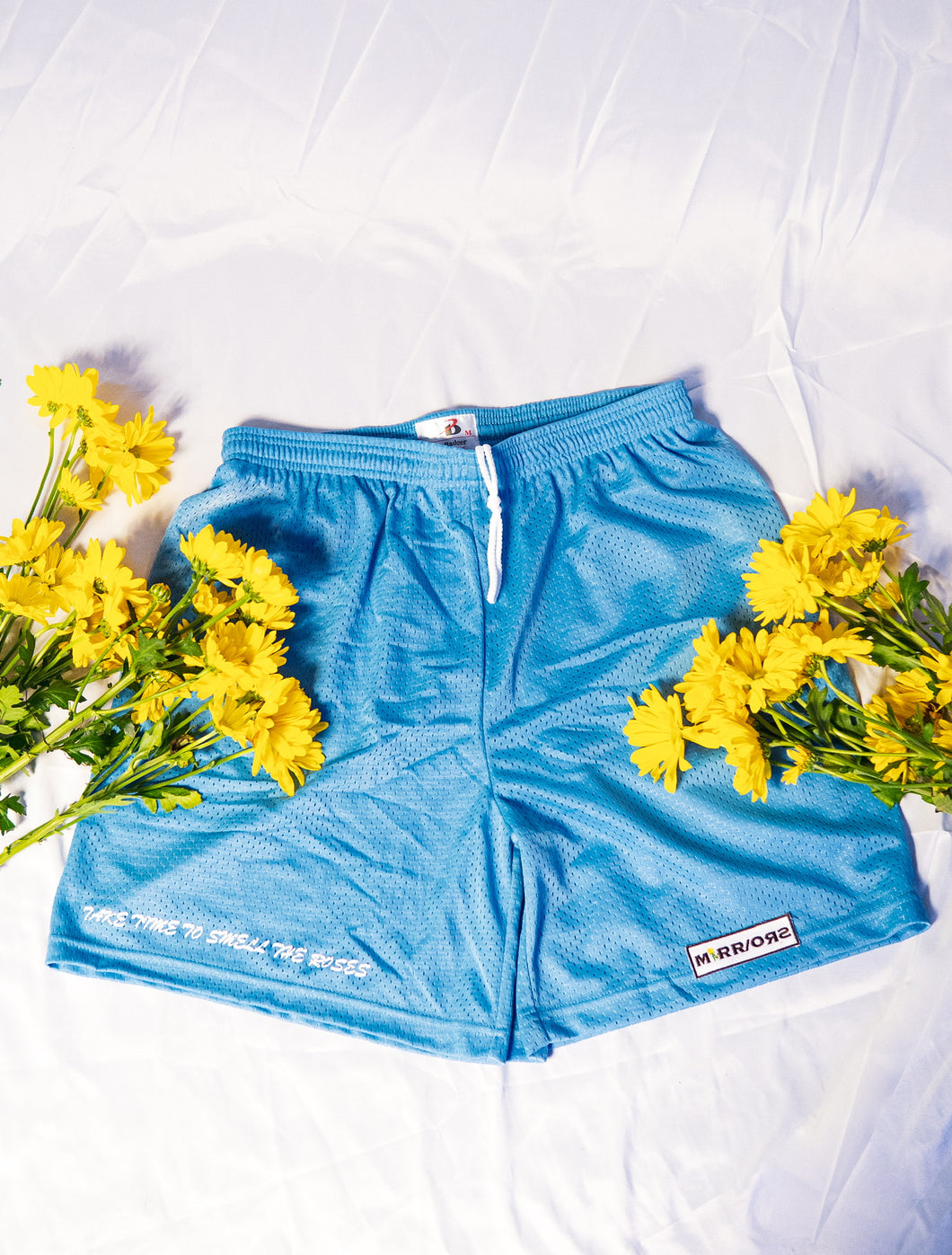 Mirrors Flower Patchwork Mesh Shorts (Carolina Blue)